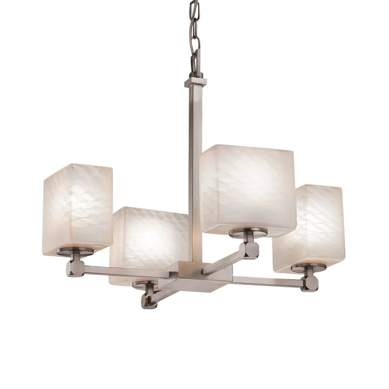 Fusion 5 Light 20.25 inch Brushed Nickel Chandelier Ceiling Light in Rectangle, Incandescent, Weave Fusion Last Chance