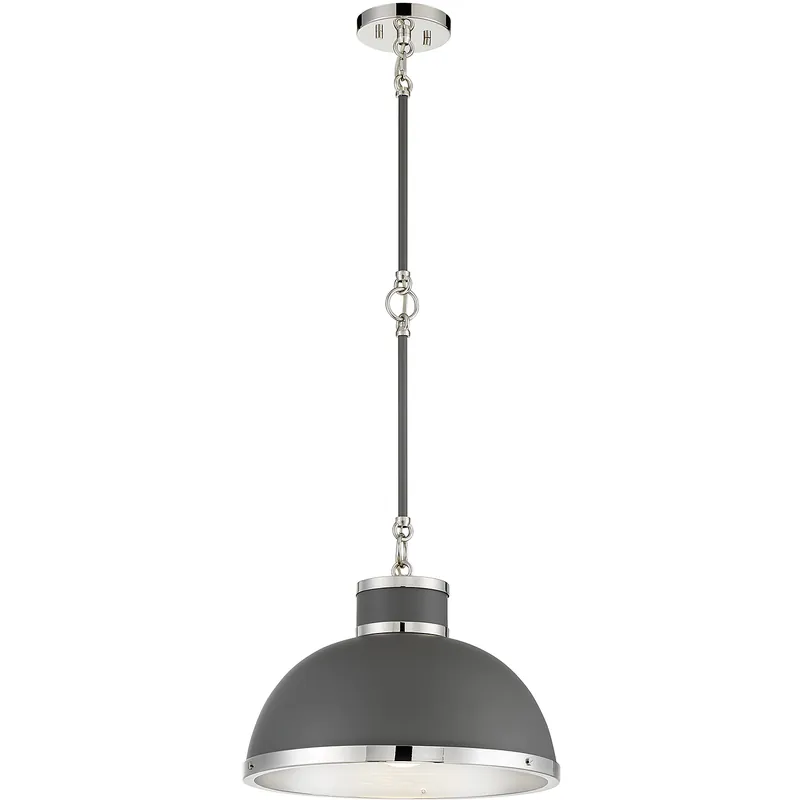 Corning 1 Light 16 inch Gray with Polished Nickel Accents Pendant Ceiling Light in Gray/Polished Nickel Clearance