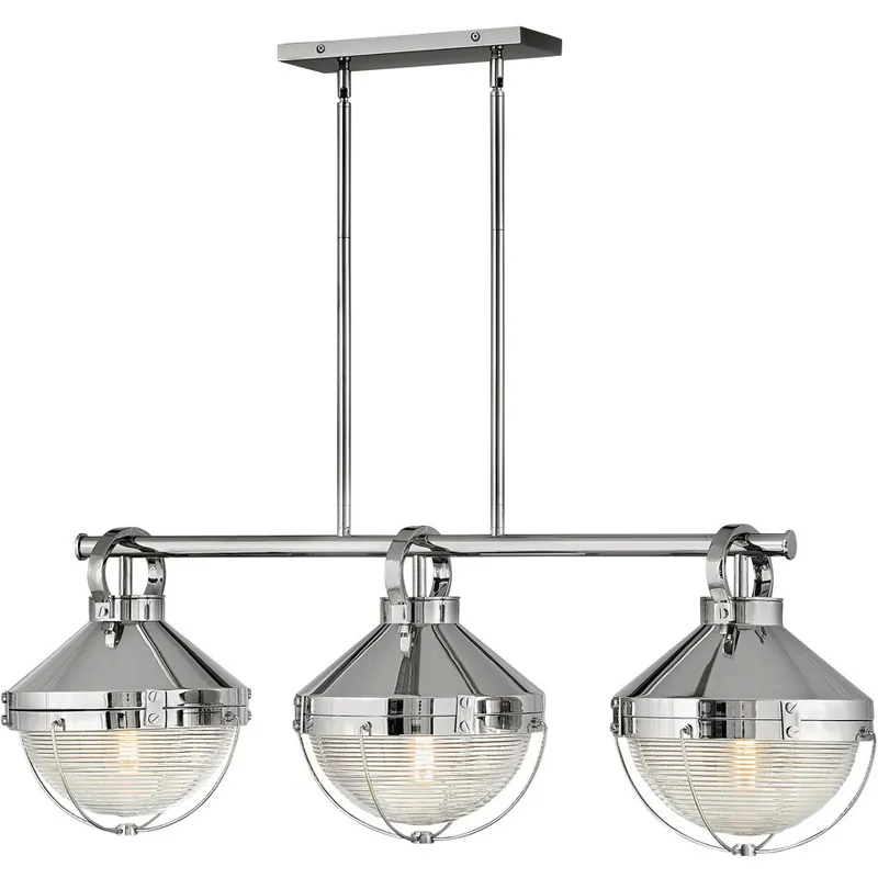 Crew 3 Light 42 inch Polished Nickel Indoor Linear Chandelier Ceiling Light Free Delivery