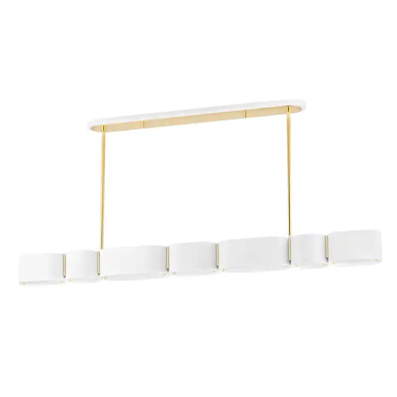Opal 7 Light 54 inch Soft White/Vintage Brass Island Light Ceiling Light Deal