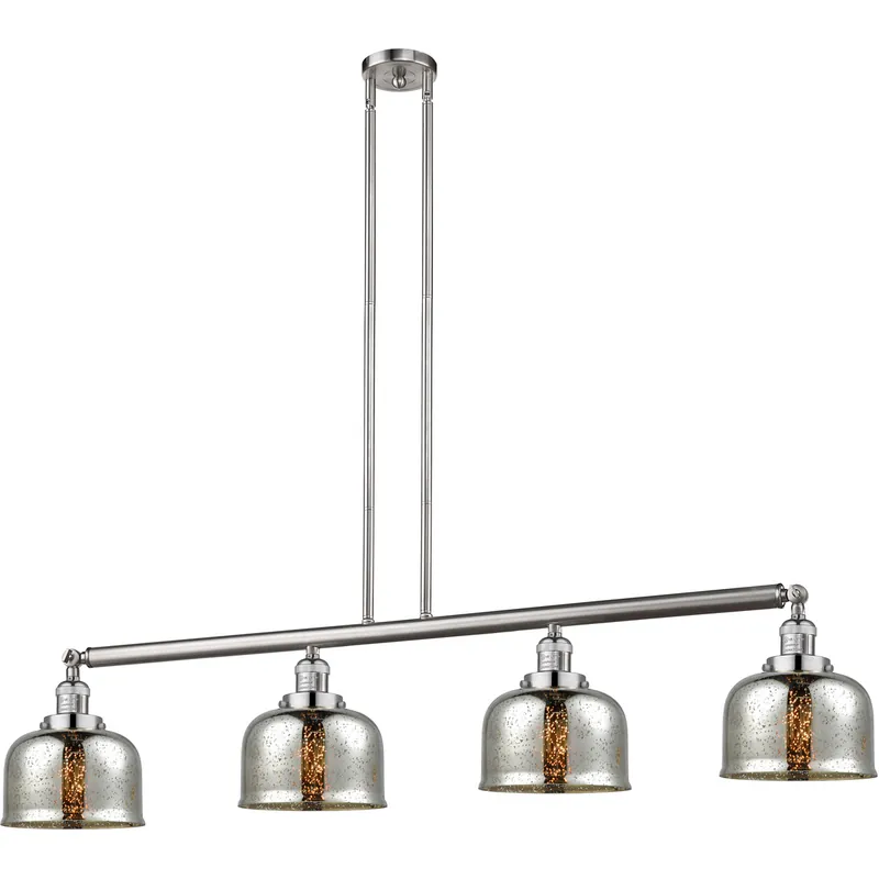 Special Discount Franklin Restoration Large Bell LED 52.63 inch Brushed Satin Nickel Island Light Ceiling Light in Silver Plated Mercury Glass, Franklin Restoration