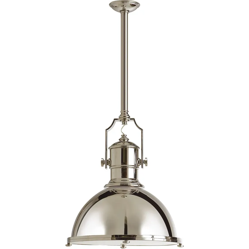 Chapman & Myers Country Industrial 1 Light 19.5 inch Polished Nickel Pendant Ceiling Light, Large Free Returns
