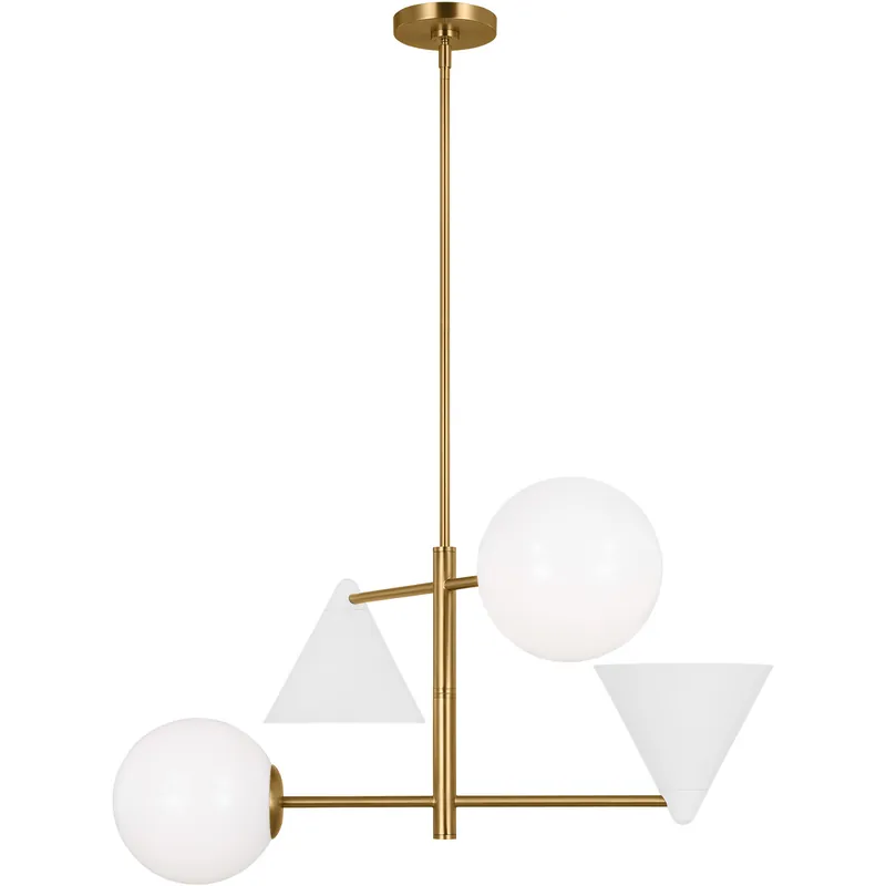 AERIN Cosmo 4 Light 28 inch Matte White and Burnished Brass Chandelier Ceiling Light in Matte White / Burnished Brass Flash Sale