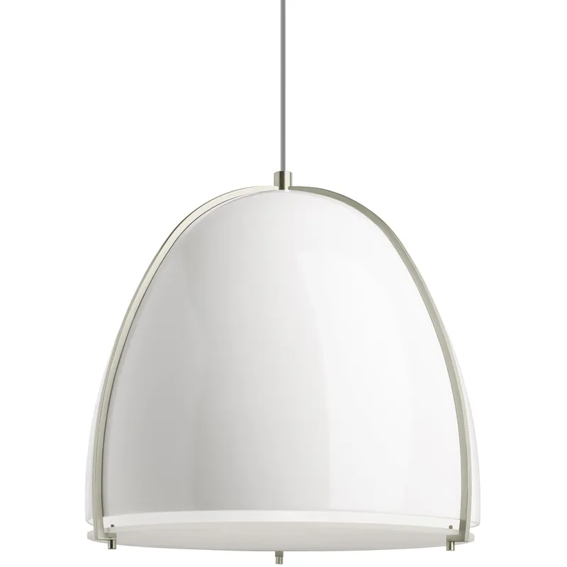 Same Day Shipping Sean Lavin Paravo LED 15.1 inch Gloss White/Satin Nickel Pendant Ceiling Light in LED 90 CRI 2700K