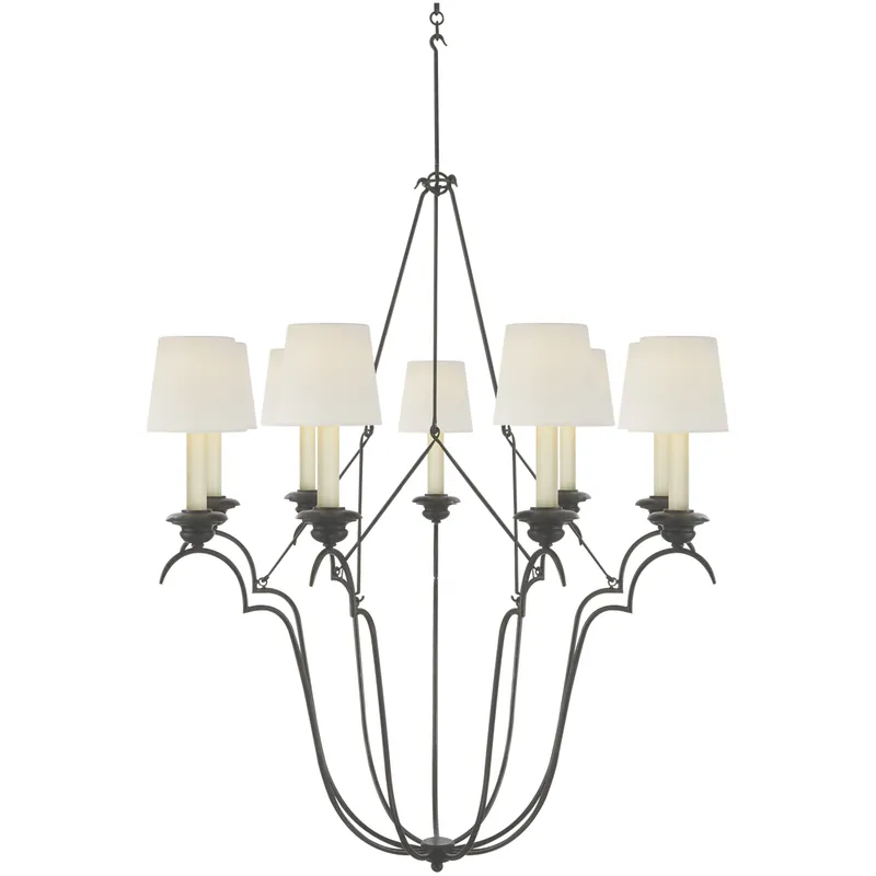 Chapman & Myers Belvedere 9 Light 32.5 inch Aged Iron Chandelier Ceiling Light in Linen Flash Sale