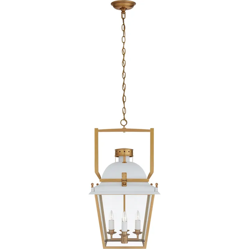 Viral Chapman & Myers Coventry 4 Light 14 inch Matte White and Antique-Burnished Brass Lantern Pendant Ceiling Light, Small