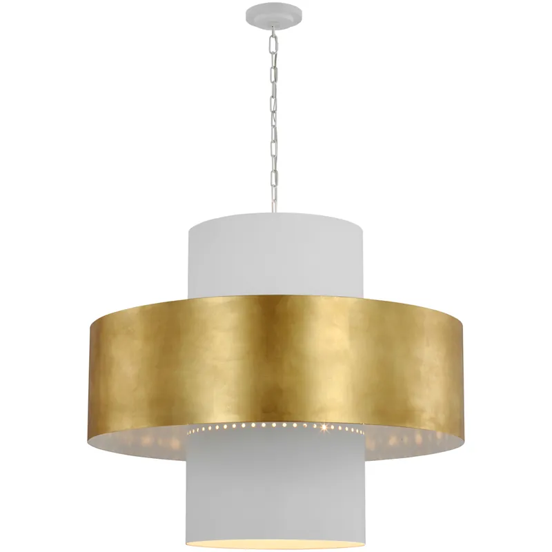 Mega Sale Julie Neill Chalmette LED 37.75 inch Plaster White and Gild Layered Pendant Ceiling Light