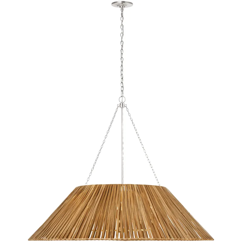 Get Yours Marie Flanigan CORINNE LED 44.5 inch Polished Nickel Wrapped Hanging Shade Ceiling Light