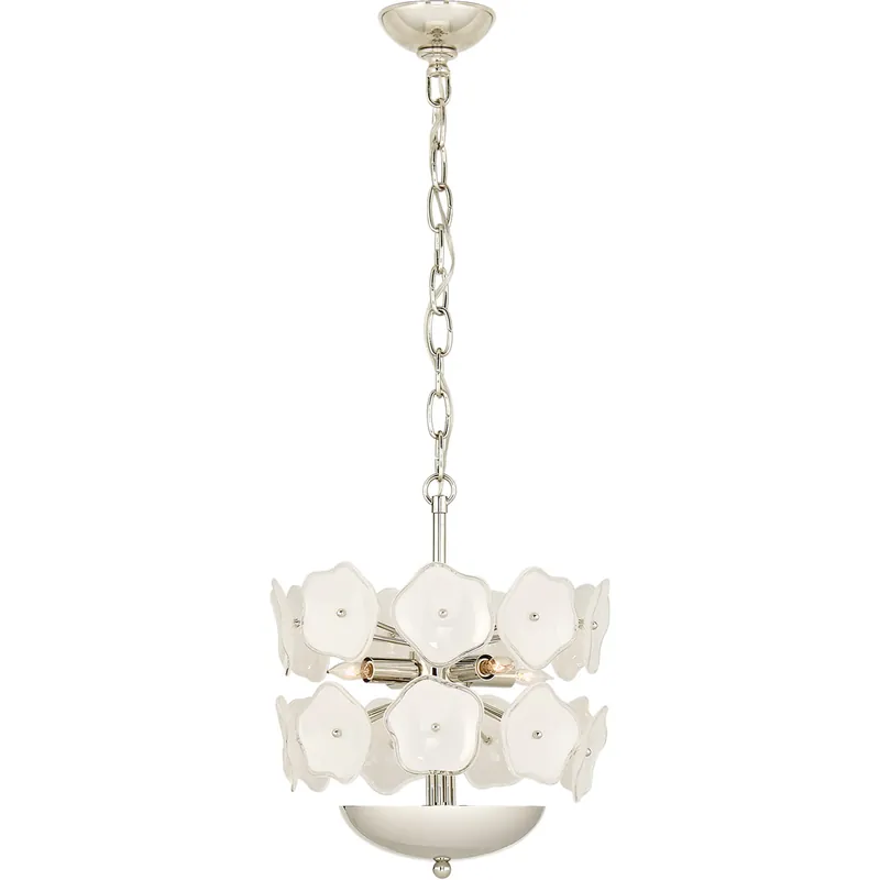 kate spade new york Leighton 4 Light 13 inch Polished Nickel Chandelier Ceiling Light in Cream Tinted Glass, Small Professional Grade