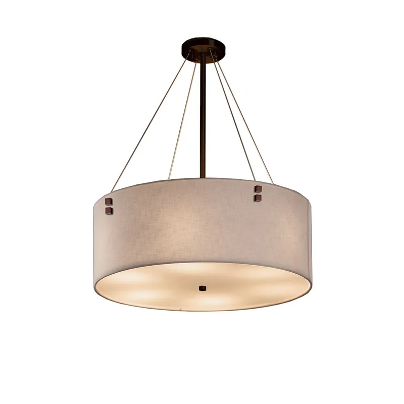 Textile LED 24 inch Dark Bronze Pendant Ceiling Light in 4200 Lm LED, Pair of Squares, White Must Have