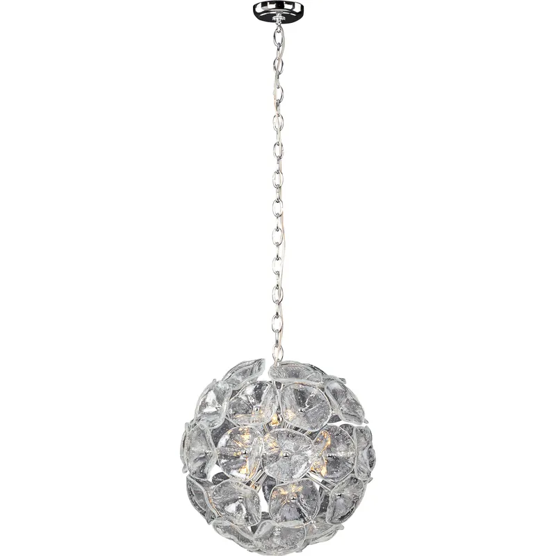 Modern Fiori 12 Light 20 inch Polished Chrome Single Pendant Ceiling Light in Clear Murano
