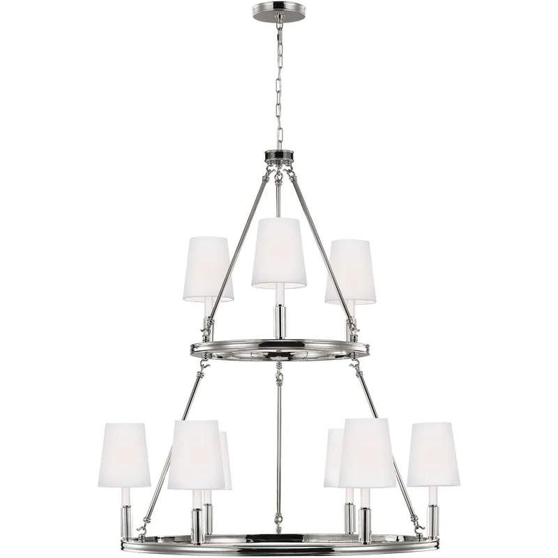 Shop Now Sean Lavin Lismore 9 Light 37.38 inch Polished Nickel Chandelier Ceiling Light in White Fabric