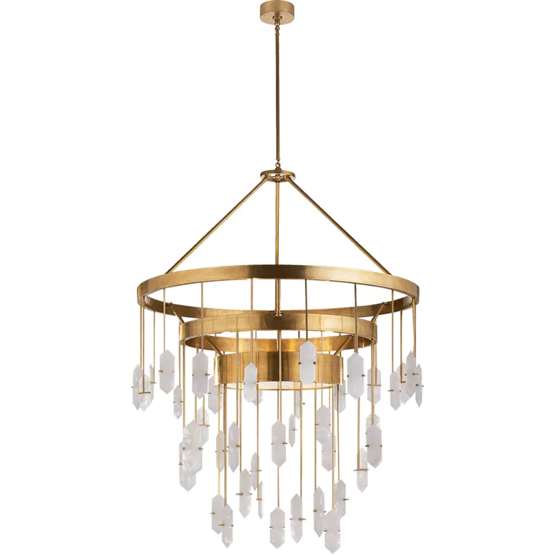 One Day Deal Kelly Wearstler Halcyon 6 Light 36 inch Antique-Burnished Brass Three Tier Chandelier Ceiling Light, Large