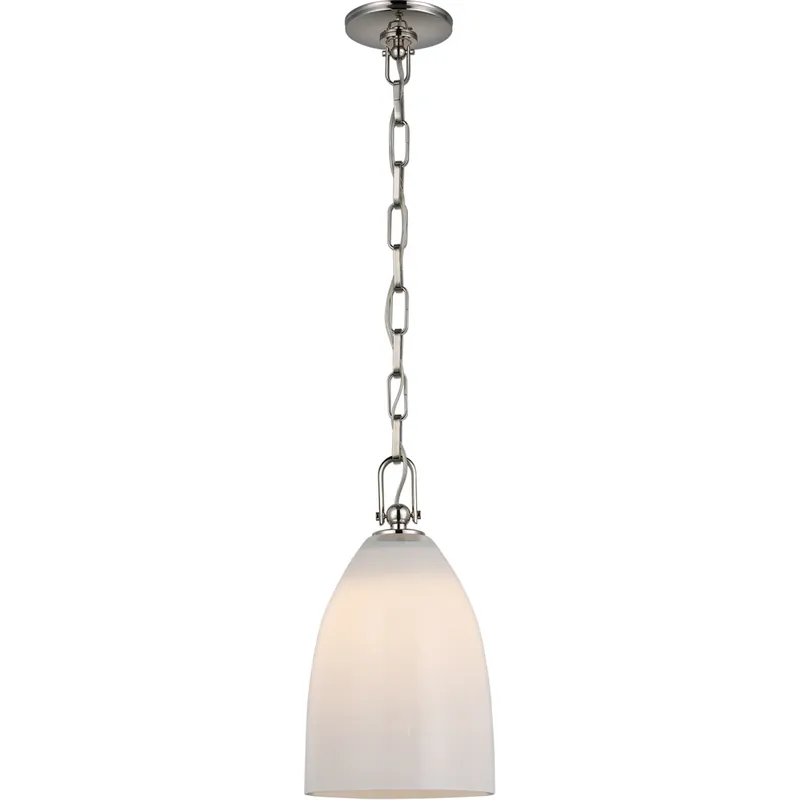 Chapman & Myers Andros LED 8.5 inch Polished Nickel Pendant Ceiling Light in White Glass, Medium Discount