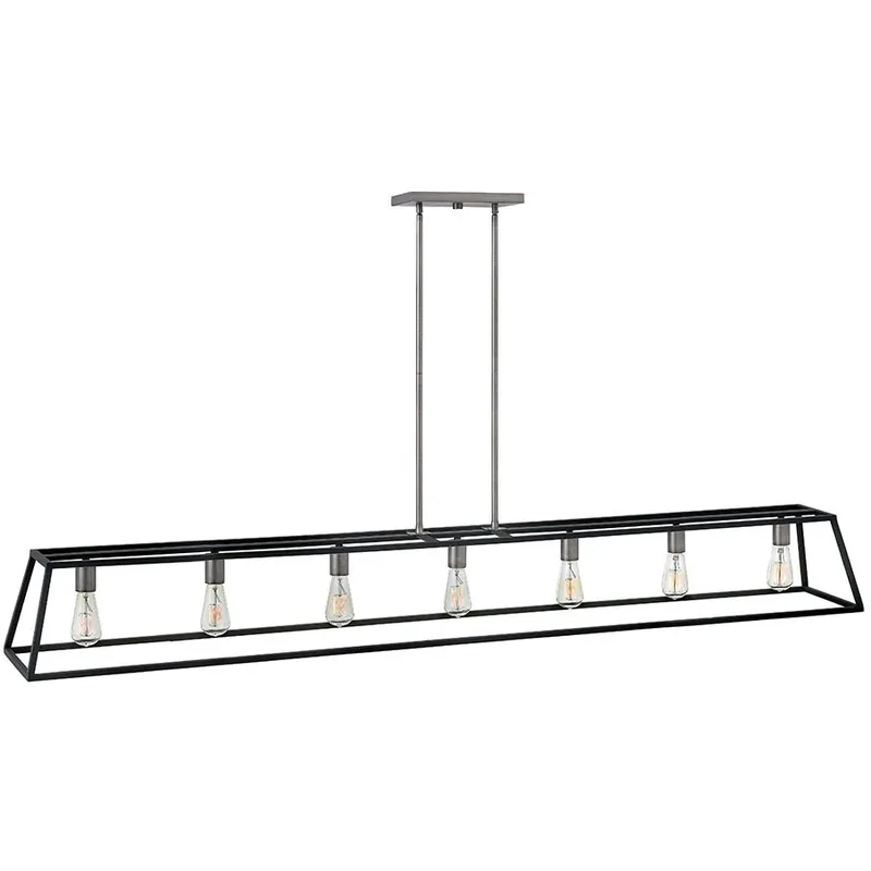 Fulton 7 Light 65 inch Aged Zinc with Antique Nickel Indoor Linear Chandelier Ceiling Light Buy Online