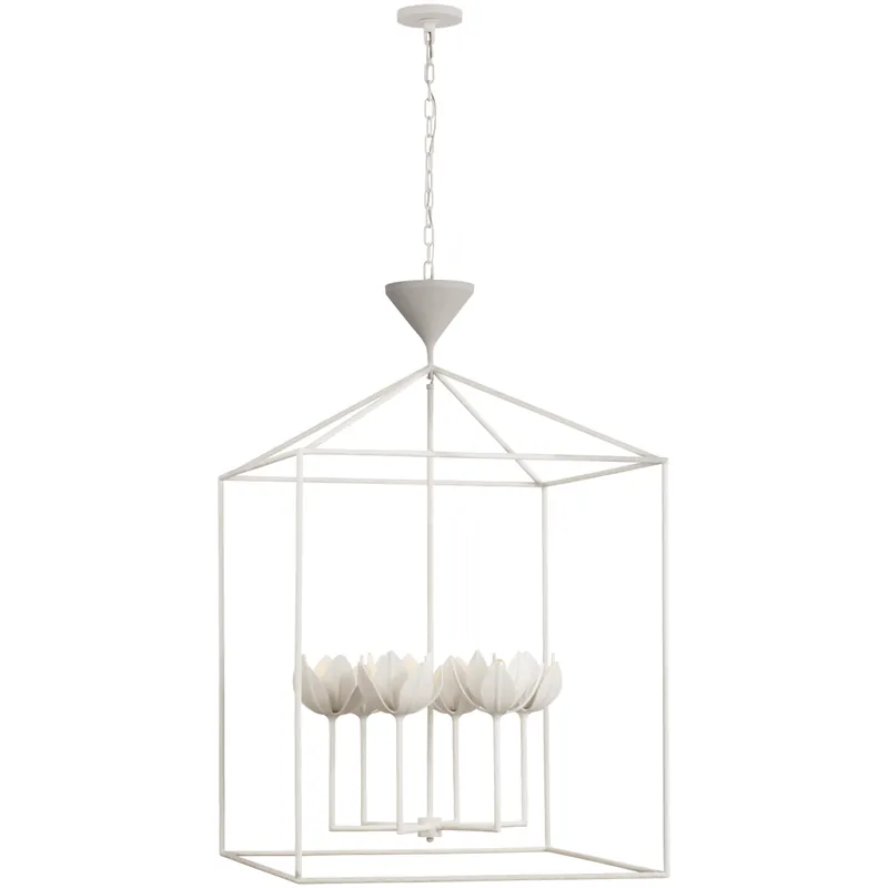 Julie Neill Alberto LED 30 inch Plaster White Open Cage Lantern Ceiling Light, Extra Large Seasonal Sale