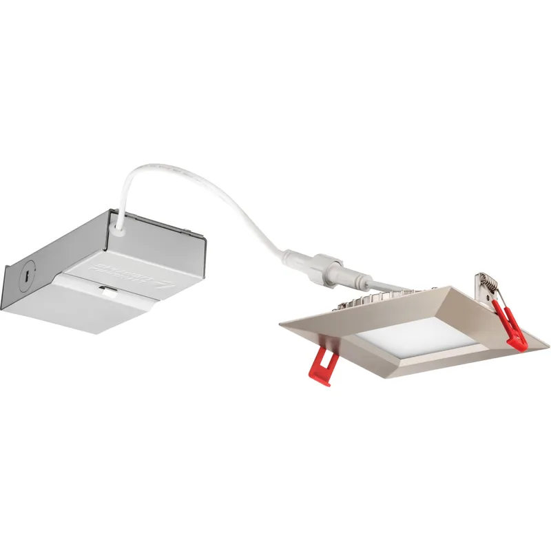 Warranty Included Lithonia Lighting Wafer Ultra Thin Square Integrated LED Board Brushed Nickel Recessed Ceiling Light in Smooth, 4000K, 4-inchWF4-SQ-S-LED-40K-ORB-M6 - Open Box