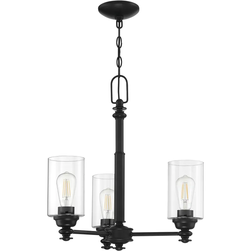High Quality Neighborhood Dardyn 3 Light 20.5 inch Flat Black Chandelier Ceiling Light in Clear Glass