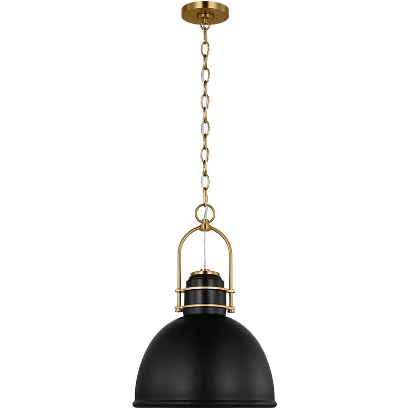 C&M by Chapman & Myers Upland 1 Light 15.5 inch Midnight Black and Burnished Brass Pendant Ceiling Light in Midnight Black / Burnished Brass Hot Picks