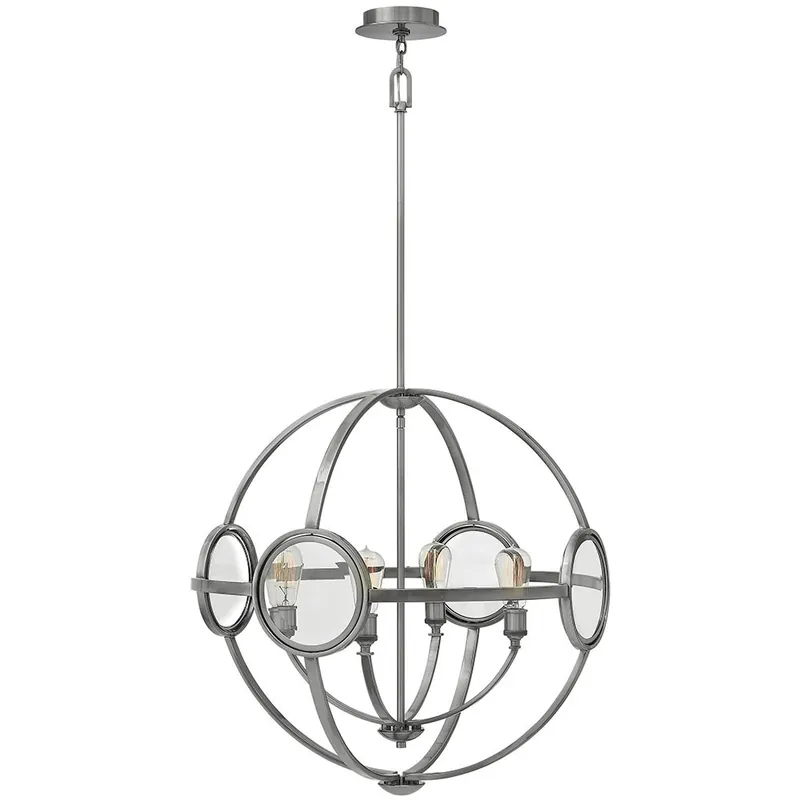 One Day Deal Fulham 4 Light 26 inch Polished Antique Nickel Indoor Chandelier Ceiling Light