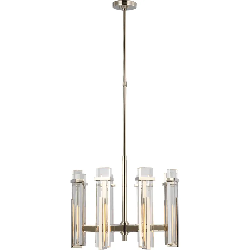 Ian K. Fowler Malik LED 24 inch Polished Nickel Chandelier Ceiling Light in Clear Glass, Medium Modern