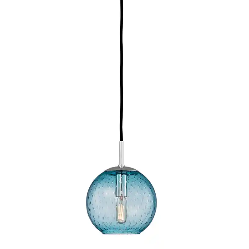 Certified Rousseau 1 Light 6 inch Polished Chrome Pendant Ceiling Light in Blue Glass