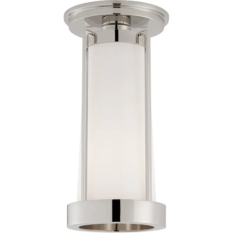 Price Cut Thomas O'Brien Calix LED 5.25 inch Polished Nickel Flush Mount Ceiling Light in White Glass