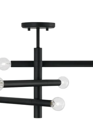 Zane 6 Light 20.5 inch Matte Black Semi-Flush Ceiling Light Factory Price