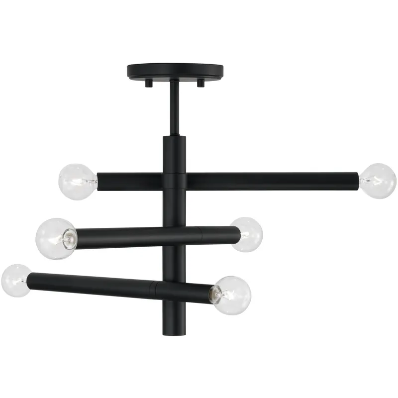 Zane 6 Light 20.5 inch Matte Black Semi-Flush Ceiling Light Factory Price