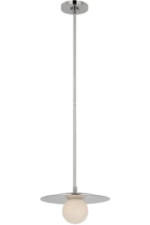 Worldwide Shipping Kelly Wearstler Pertica LED 12 inch Polished Nickel Disc Pendant Ceiling Light