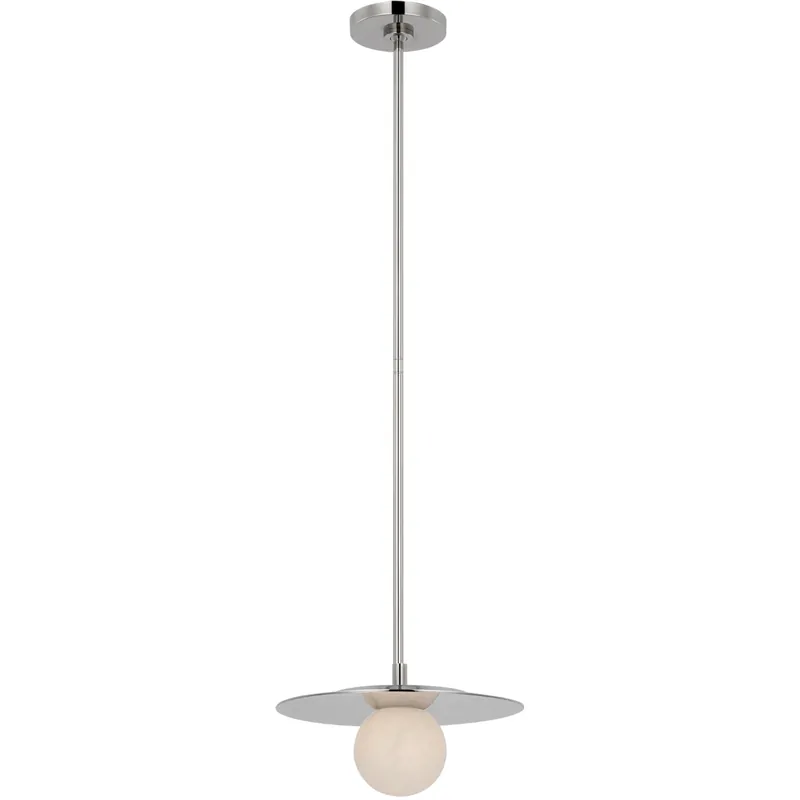 Worldwide Shipping Kelly Wearstler Pertica LED 12 inch Polished Nickel Disc Pendant Ceiling Light