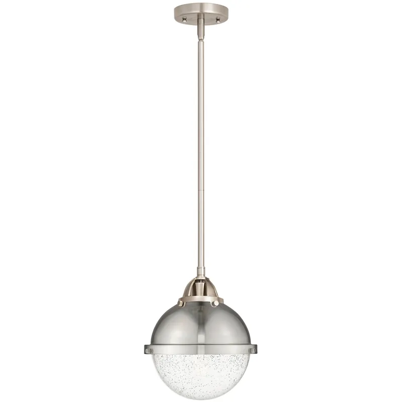 Nouveau 2 Hampden 1 Light 9 inch Brushed Satin Nickel Mini Pendant Ceiling Light in Seedy Glass Premium