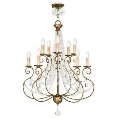 Worldwide Shipping Isabella 10 Light 32 inch Hand Applied European Bronze Chandelier Ceiling Light