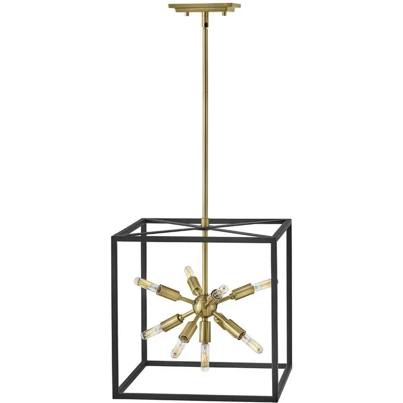 Lisa McDennon Aros 9 Light 15 inch Black with Warm Brass Indoor Pendant Ceiling Light One Day Deal