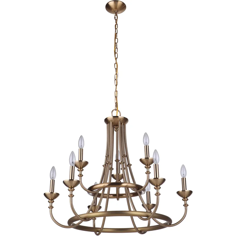 Marlowe 9 Light 29.88 inch Satin Brass Chandelier Ceiling Light Exclusive