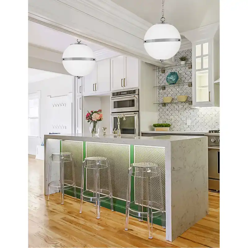 Fusion Imperial LED 17 inch Brushed Nickel Chandelier Ceiling Light in 2800 Lm LED, Opal Fusion Luxury
