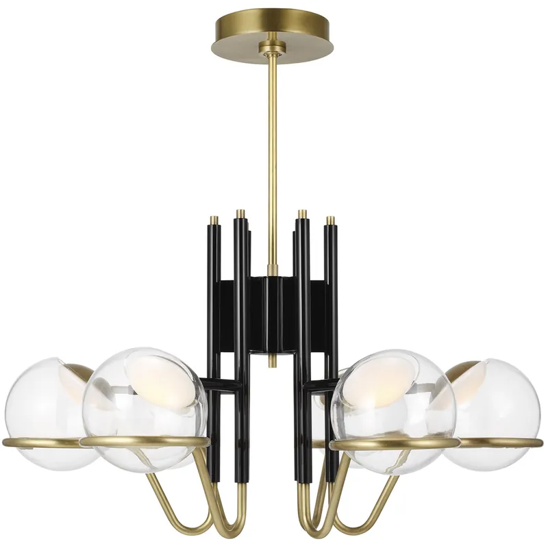 New Release Avroko Crosby LED 29.5 inch Glossy Black/Natural Brass Chandelier Ceiling Light in 277V, Integrated LED