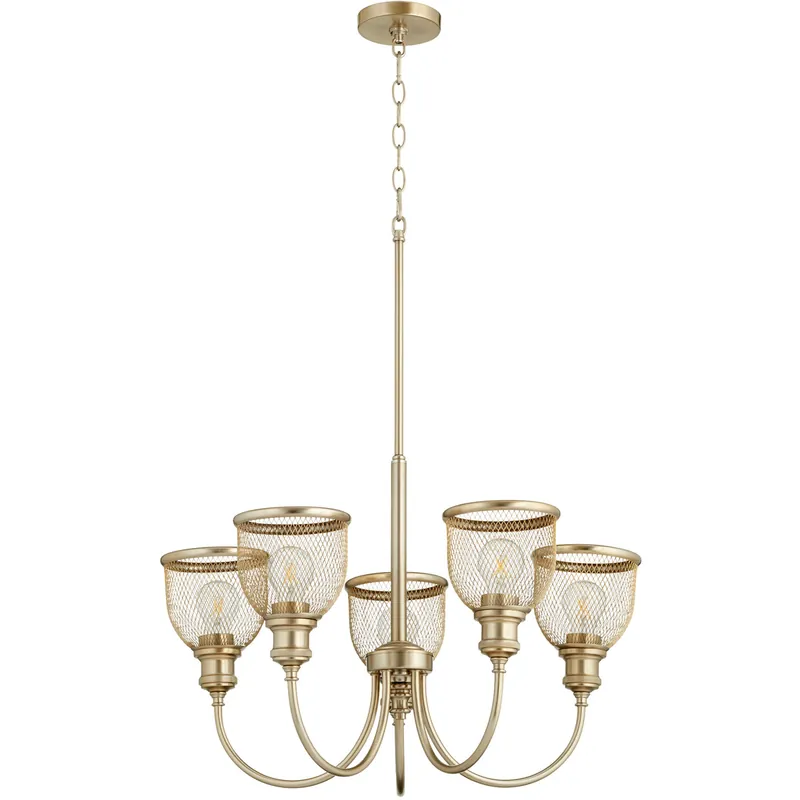 Omni 5 Light 26 inch Aged Brass Chandelier Ceiling Light, Convertible Genuine