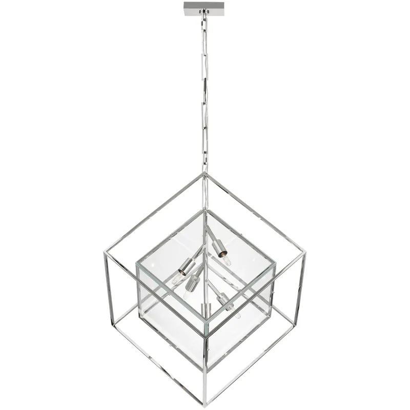 Luxury Kelly Wearstler Cubed LED 28.5 inch Polished Nickel Pendant Ceiling Light, Large