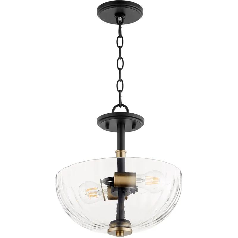 Monarch 2 Light 13 inch Noir and Aged Brass Dual Mount Pendant Ceiling Light Cheap