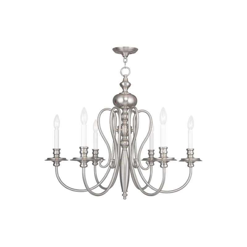 Caldwell 6 Light 30 inch Brushed Nickel Chandelier Ceiling Light Big Sale