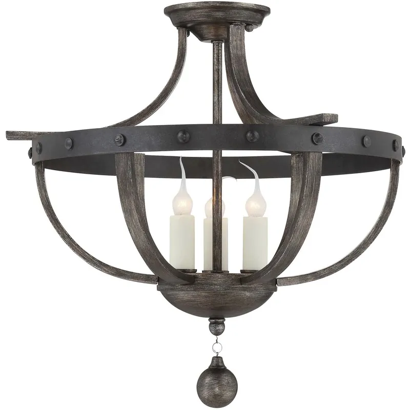 Banyan 3 Light 20 inch Reclaimed Wood Semi-Flush Ceiling Light Price Cut