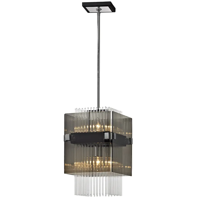 Apollo 2 Light 10.5 inch Dark Bronze Polished Chrome Pendant Ceiling Light, Smoked and Clear Glass Big Sale