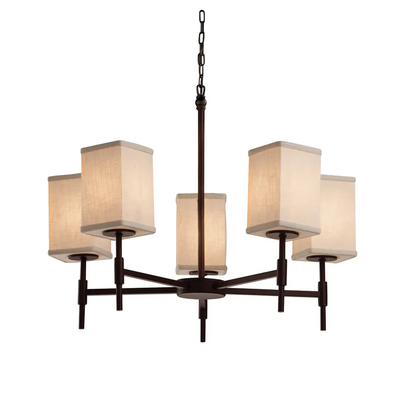 Textile LED 24 inch Polished Chrome Chandelier Ceiling Light in 3500 Lm LED, White, Square with Flat Rim Luxury