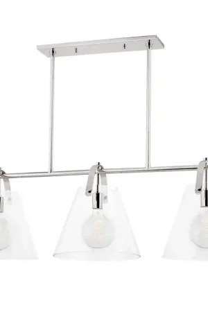 Worldwide Shipping Karin 3 Light 44 inch Polished Nickel Island Pendant Ceiling Light