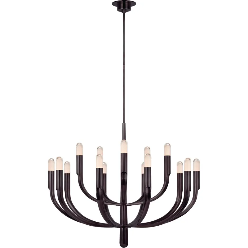 Luxury Kelly Wearstler Verso LED 48 inch Bronze Tiered Chandelier Ceiling Light in Clear Glass, Grande