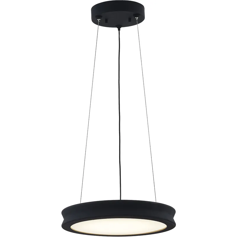 Deal Fusion LED 12.5 inch Matte Black Textured Pendant Ceiling Light, Bevel Family