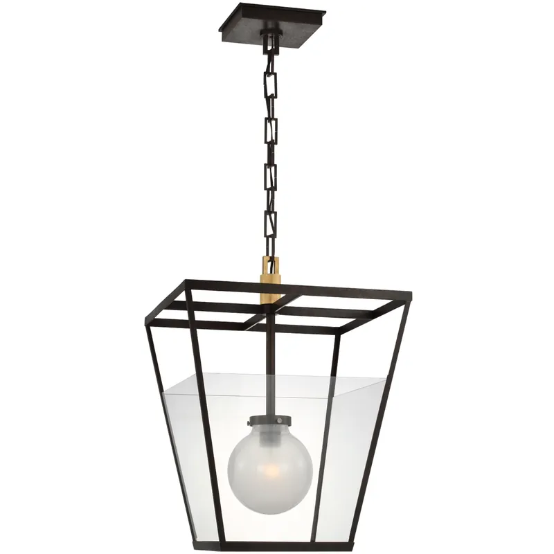 Warranty Included Ray Booth Illume LED 18 inch Warm Iron and Antique-Burnished Brass Lantern Pendant Ceiling Light