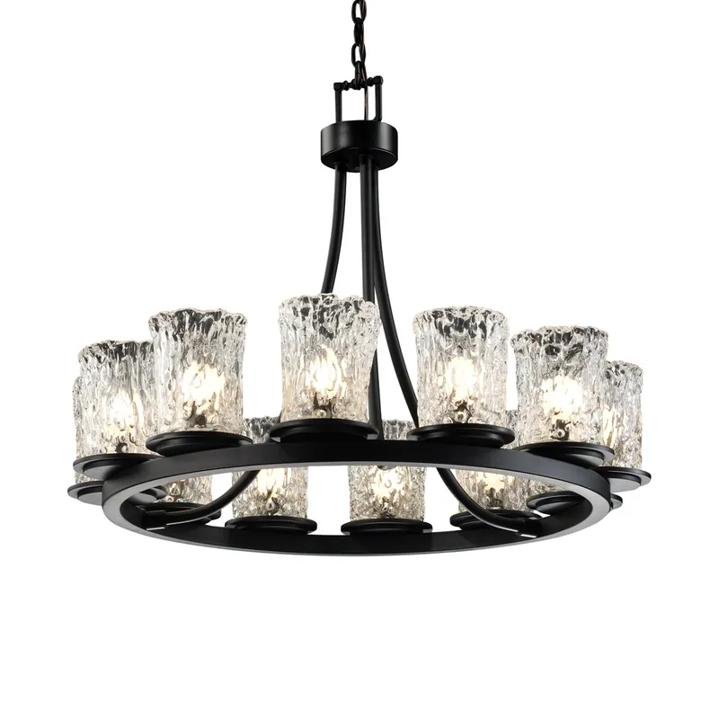 Certified Veneto Luce LED 28 inch Dark Bronze Chandelier Ceiling Light in Gold with Clear Rim (Veneto Luce), 8400 Lm LED, Dakota