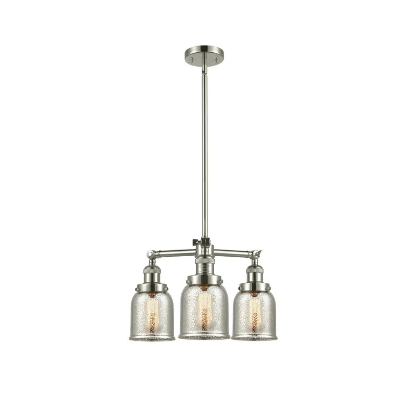 Franklin Restoration Small Bell 3 Light 19 inch Polished Nickel Chandelier Ceiling Light in Silver Plated Mercury Glass, Franklin Restoration Super Sale